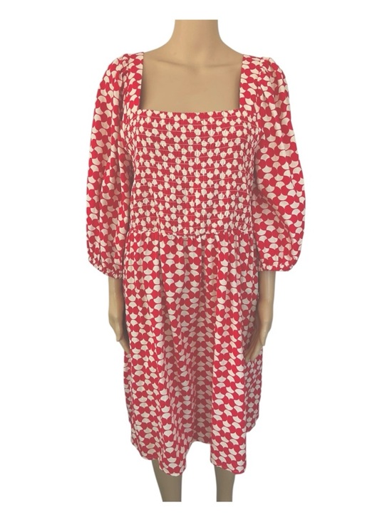 Ava & Viv Dresses & Skirts - Ava & Viv Red Smocked Square-Neck Midi Summer Beach Red/White Dress 100%Cotton
